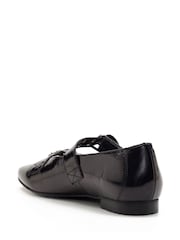 Off The Hook Black Canning Dual Strap Mary Jane Ballet Shoes - Image 3 of 6