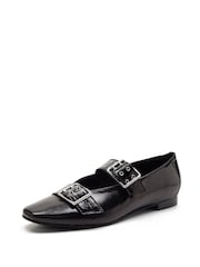 Off The Hook Black Canning Dual Strap Mary Jane Ballet Shoes - Image 4 of 6