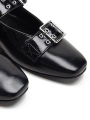 Off The Hook Black Canning Dual Strap Mary Jane Ballet Shoes - Image 6 of 6