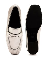 Off The Hook Silver Charing Flat Casual Slip On Leather Loafers - Image 10 of 10