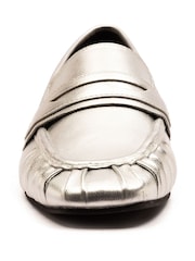 Off The Hook Silver Charing Flat Casual Slip On Leather Loafers - Image 8 of 10
