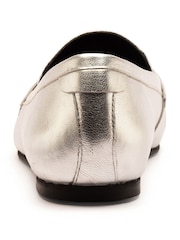 Off The Hook Silver Charing Flat Casual Slip On Leather Loafers - Image 9 of 10
