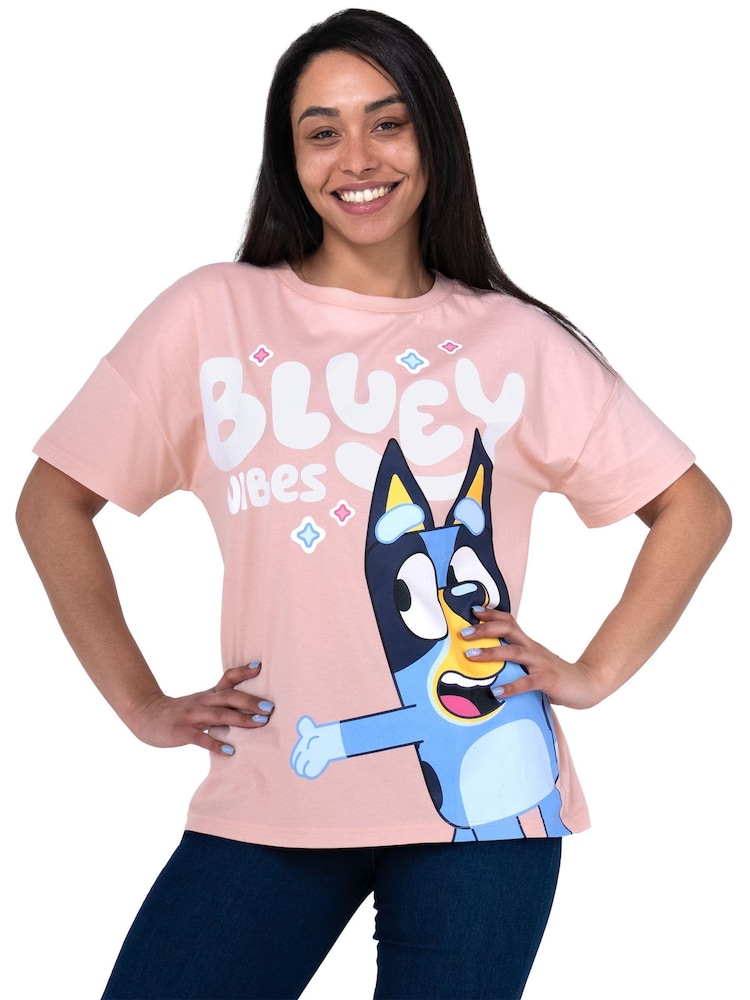 Bluey Pink Character Ladies  Pink Bluey T-Shirt - Image 3 of 8
