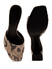 Off The Hook Print Park Snake Print Block Heel Sandals - Image 6 of 6
