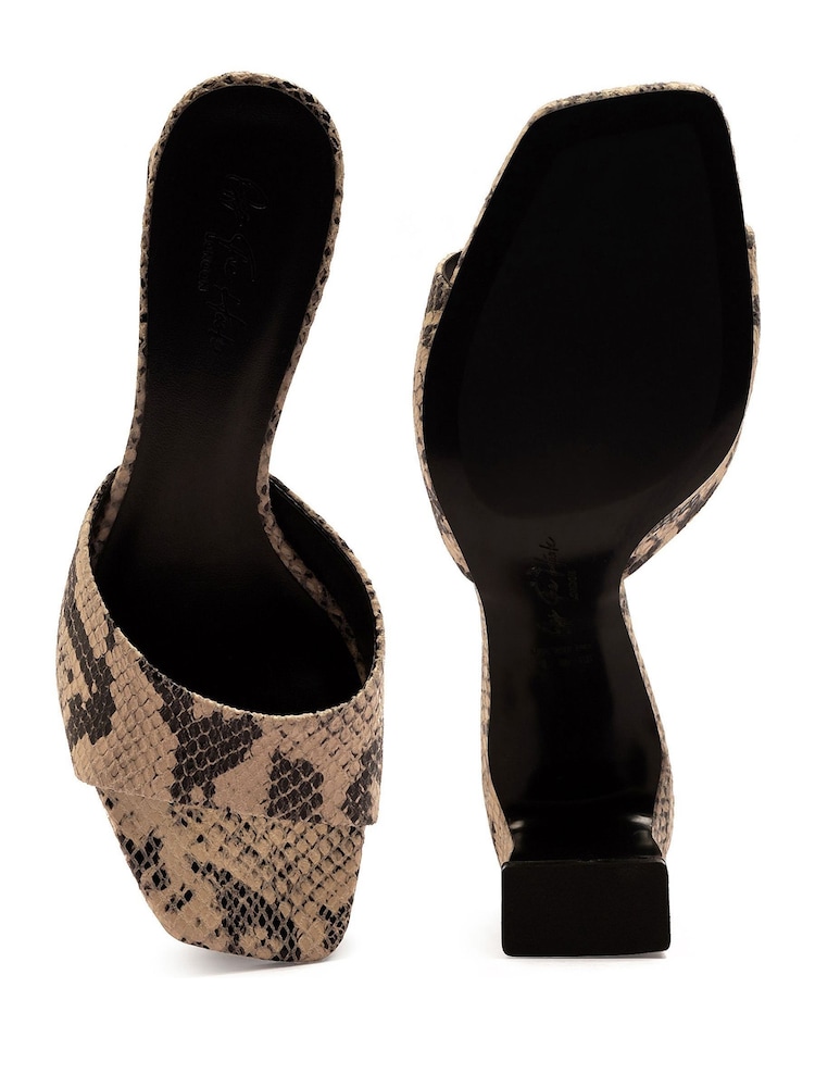 Off The Hook Print Park Snake Print Block Heel Sandals - Image 6 of 6
