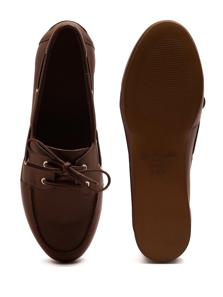 Off The Hook Brown Westwood Casual Lace-Up Leather Boat Shoes - Image 6 of 6