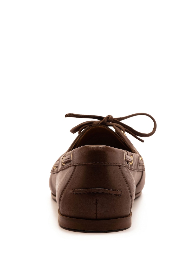 Off The Hook Brown Westwood Casual Lace-Up Leather Boat Shoes - Image 7 of 8