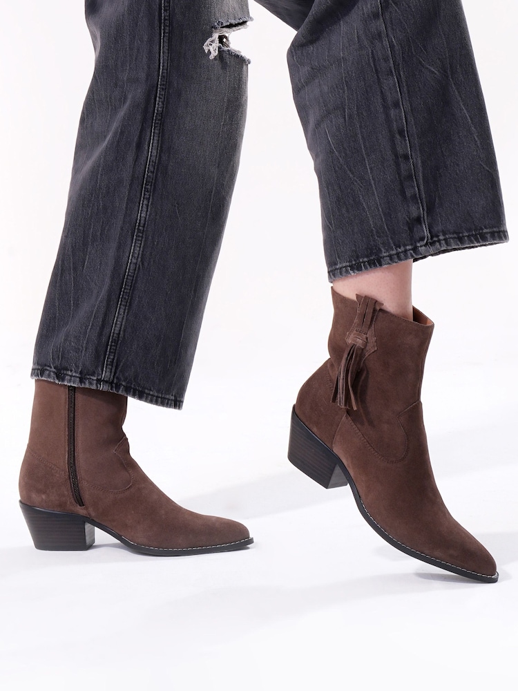 Off The Hook Brown Clapton Suede Leather Ankle Boots - Image 1 of 8 Off The Hook Brown Clapton Suede Leather Ankle Boots - Image 1 of 8