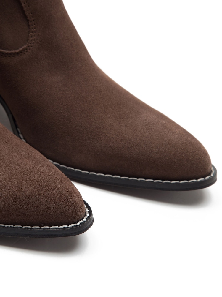 Off The Hook Brown Clapton Suede Leather Ankle Boots - Image 8 of 8