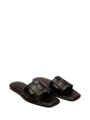 Negro - Off The Hook Hampstead Leather Open Toe Flat Sandals - Imagen 1 de 6