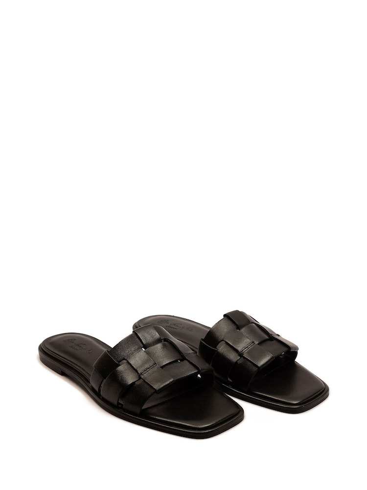 Negro - Off The Hook Hampstead Leather Open Toe Flat Sandals - Imagen 1 de 6