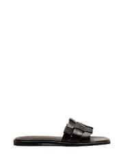 Negro - Off The Hook Hampstead Leather Open Toe Flat Sandals - Imagen 2 de 6
