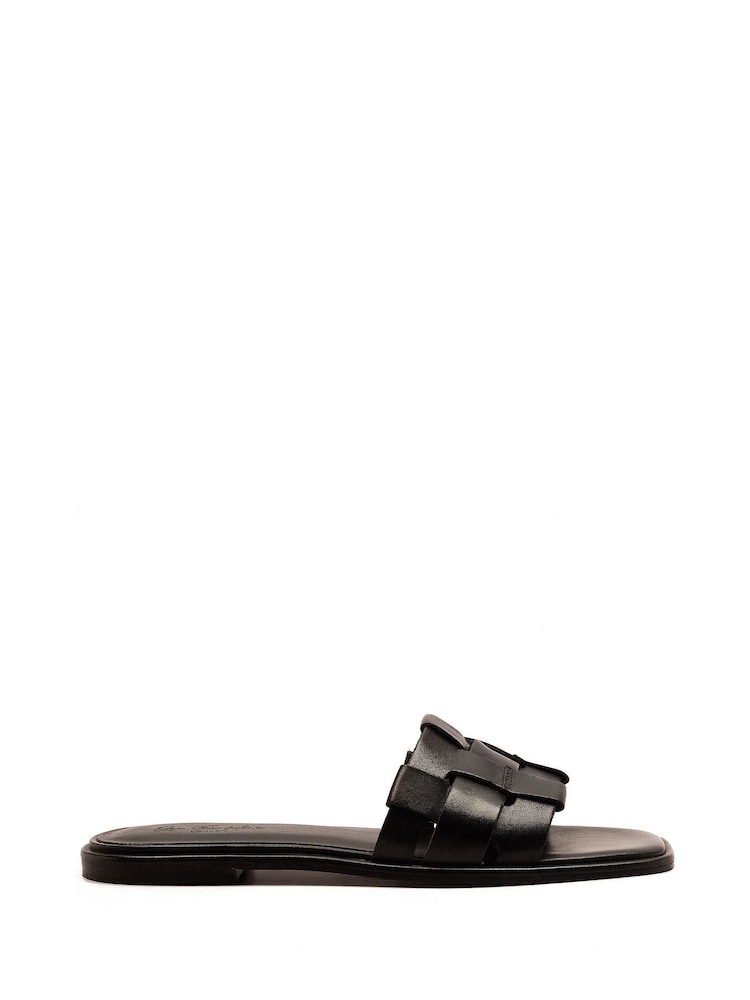 Negro - Off The Hook Hampstead Leather Open Toe Flat Sandals - Imagen 2 de 6