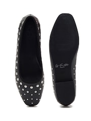 Off The Hook Black Dollis Leather Studded Ballerina Flats - Image 7 of 8