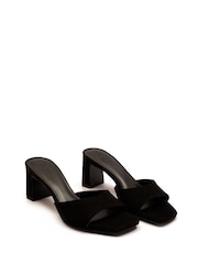 Off The Hook Black Park Suede Block Heel Sandals - Image 1 of 10