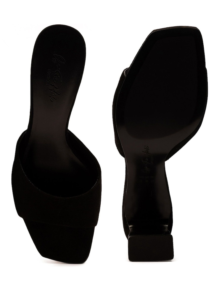 Off The Hook Black Park Suede Block Heel Sandals - Image 10 of 10
