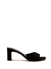 Off The Hook Black Park Suede Block Heel Sandals - Image 2 of 10