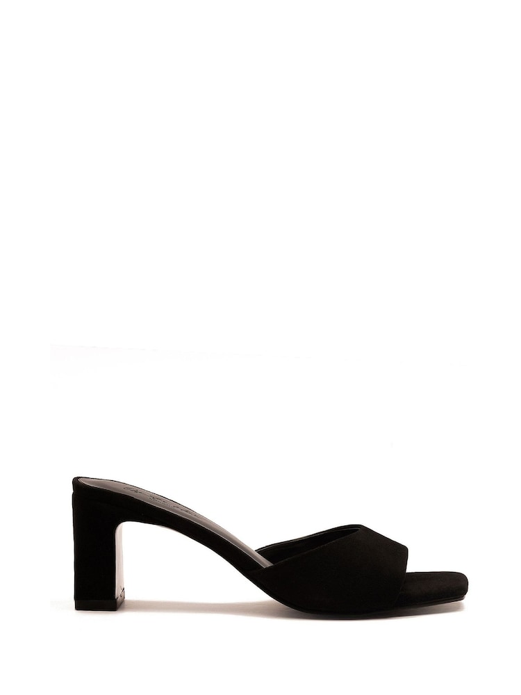 Off The Hook Black Park Suede Block Heel Sandals - Image 2 of 10