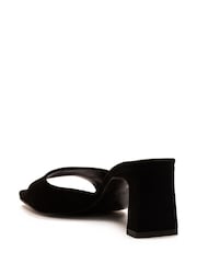 Off The Hook Black Park Suede Block Heel Sandals - Image 3 of 10