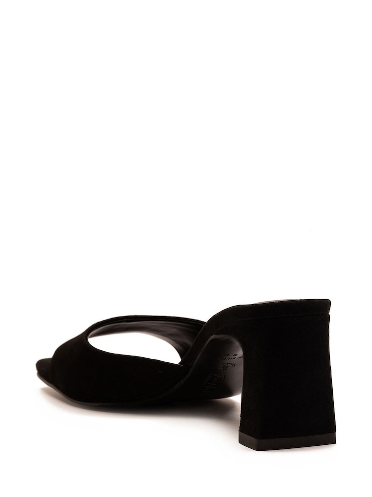 Suede Block Mule Heels Buy Off The Hook Black Park Suede Block