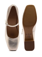 Off The Hook Silver Piccadilly Square Toe Mary Jane Ballet Shoes - Image 10 of 10