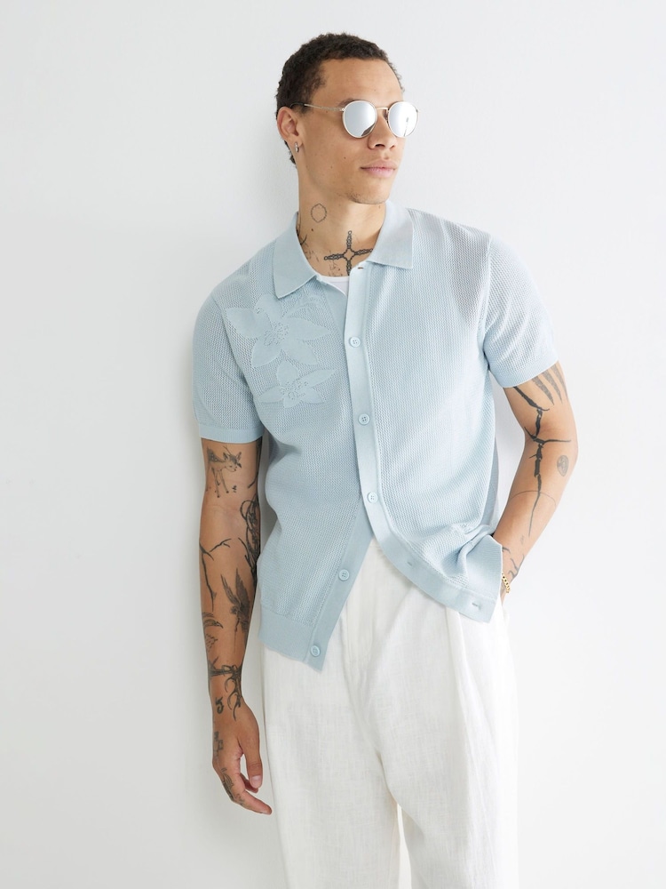 Camisa Floral Pointelle da River Island - Imagem 1 de 4