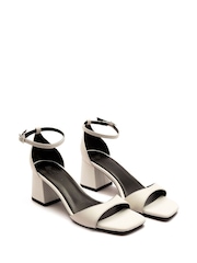 Natural - Off The Hook Knightsbridge Leather Block Heel Ankle Strap Sandals - Imagen 1 de 6
