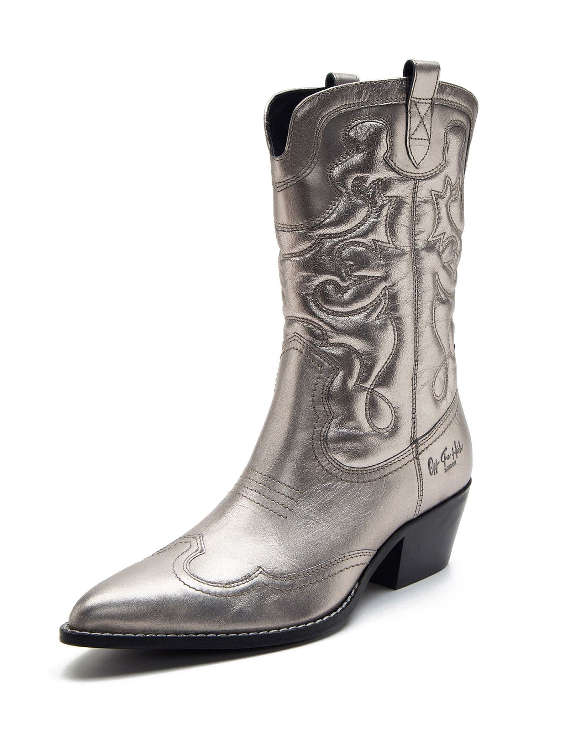 Buy Off The Hook Silver Soho Leather Mid Calf Boots from the Next