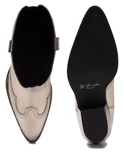 Off The Hook Silver Soho Leather Mid Calf Boots - Image 5 of 6