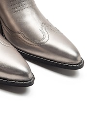 Off The Hook Silver Soho Leather Mid Calf Boots - Image 6 of 6