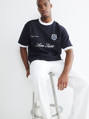 River Island Blue Football Ottoman T-Shirt - Image 1 of 4