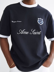 River Island Blue Football Ottoman T-Shirt - Image 3 of 4