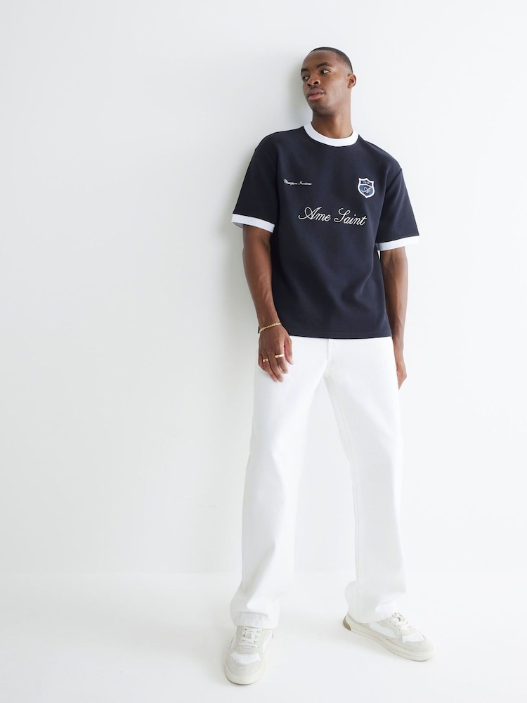 River Island Blue Football Ottoman T-Shirt - Image 4 of 4