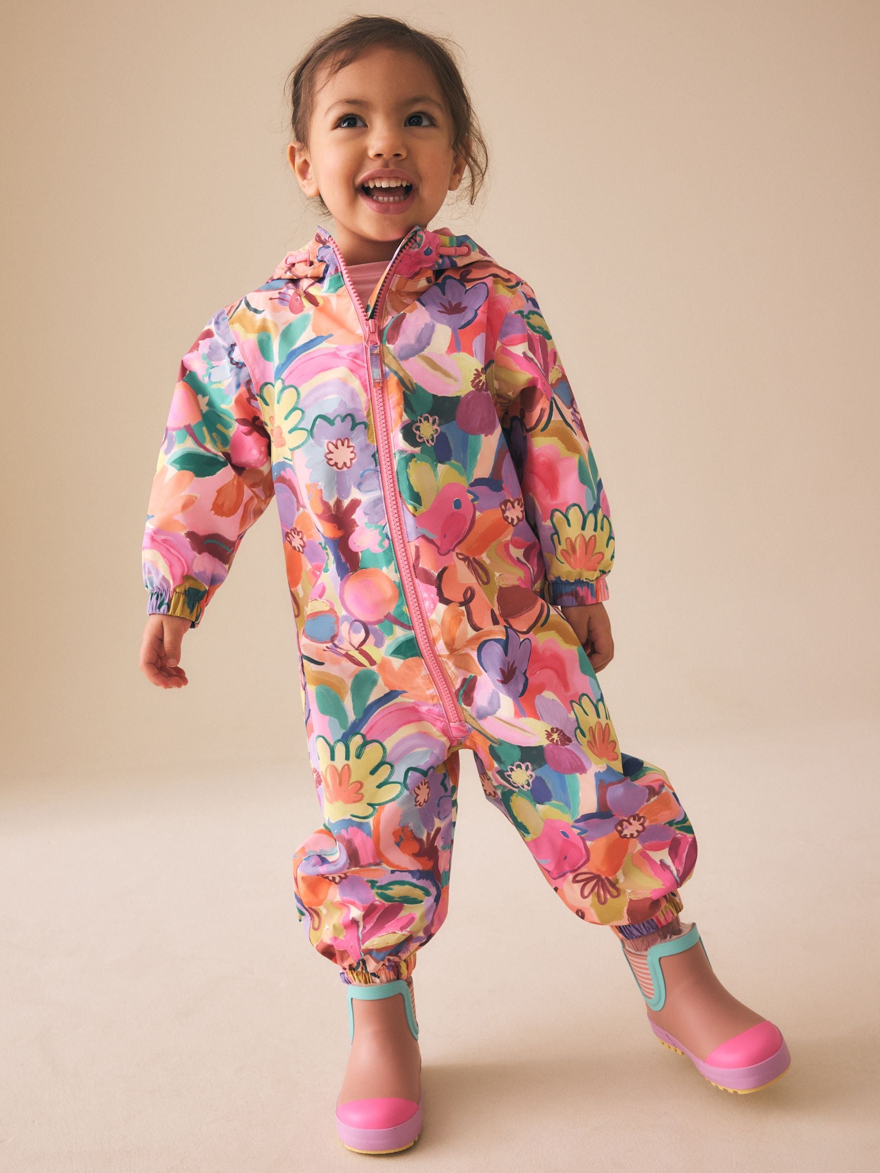 Buy Bright Floral Waterproof Printed Puddlesuit (3mths-7yrs
