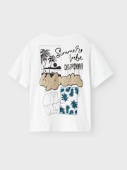 Name It White 100% Cotton Graphic Back Print T-Shirt - Image 4 of 4