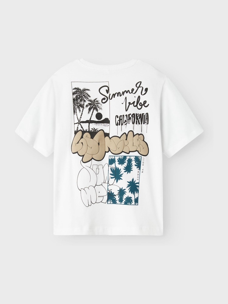 Name It White 100% Cotton Graphic Back Print T-Shirt - Image 4 of 4