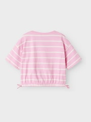 Name It Pink Stripe Short Sleeve Tie Detail T-Shirt - Image 2 of 2