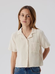 Name It White Chrome 100% Cotton Linen Look Drawstring Shirts - Image 1 of 5