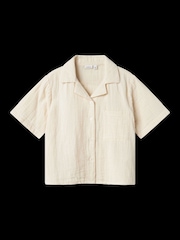 Name It White Chrome 100% Cotton Linen Look Drawstring Shirts - Image 3 of 5