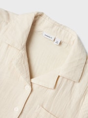 Name It White Chrome 100% Cotton Linen Look Drawstring Shirts - Image 5 of 5