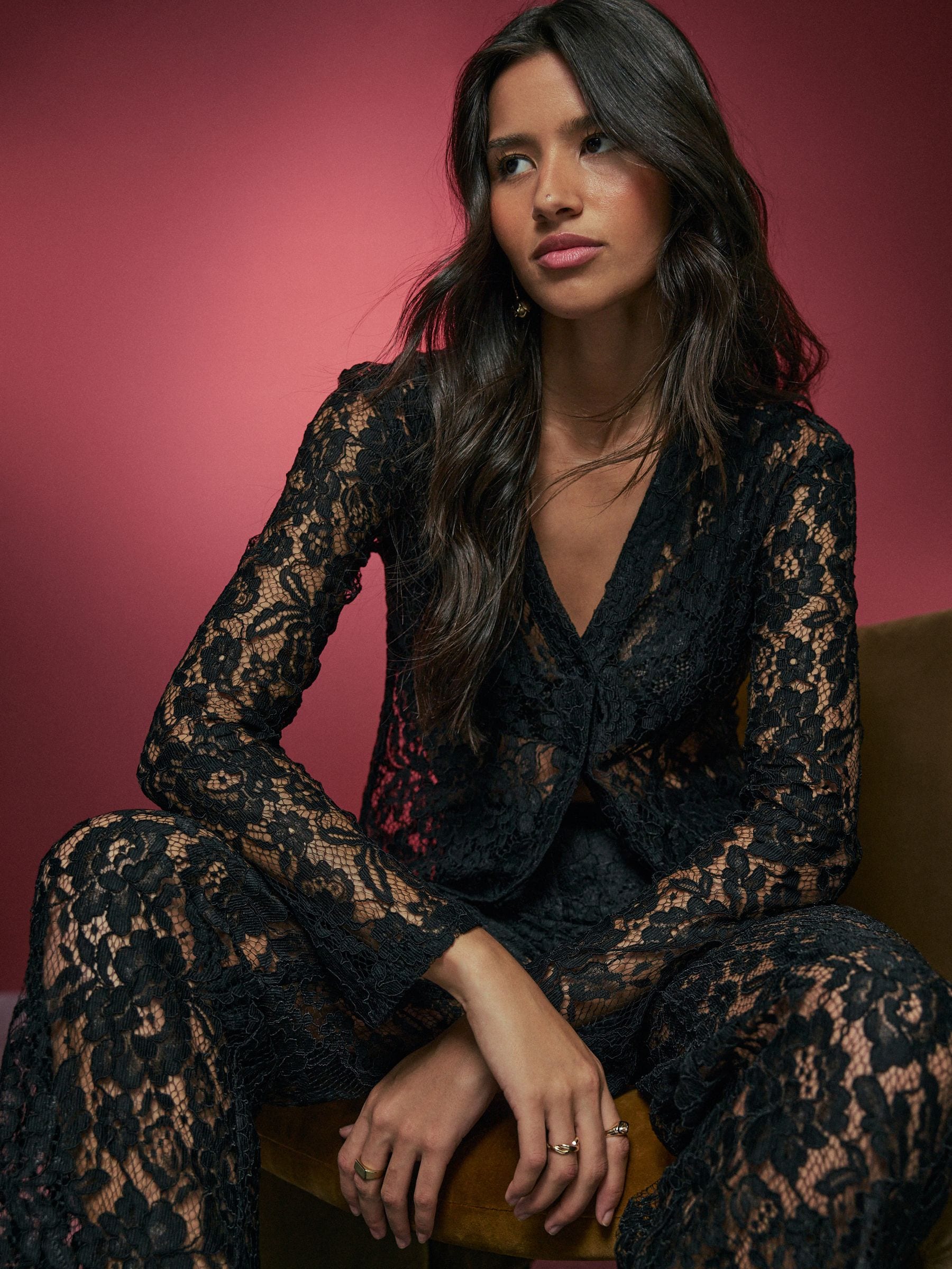 Buy Black Long Sleeve Lace Shirt from the Next UK online shop