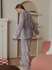 Bath & Body Works Purple Cherry Blossom Viscose Bow Button Through Pyjamas - Image 4 of 8