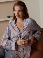 Bath & Body Works Purple Cherry Blossom Viscose Bow Button Through Pyjamas - Image 5 of 8