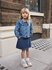 Denim Mid Blue Bow Print Jacket (3-16yrs) - Image 1 of 3