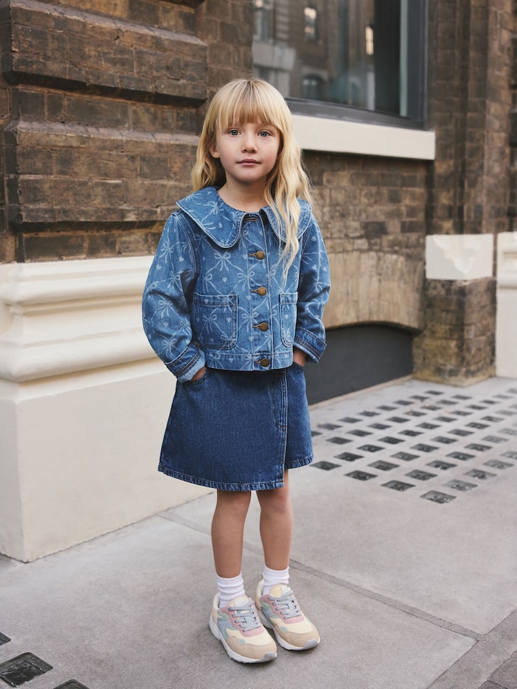 Denim Mid Blue Bow Print Jacket (3-16yrs) - Image 1 of 3