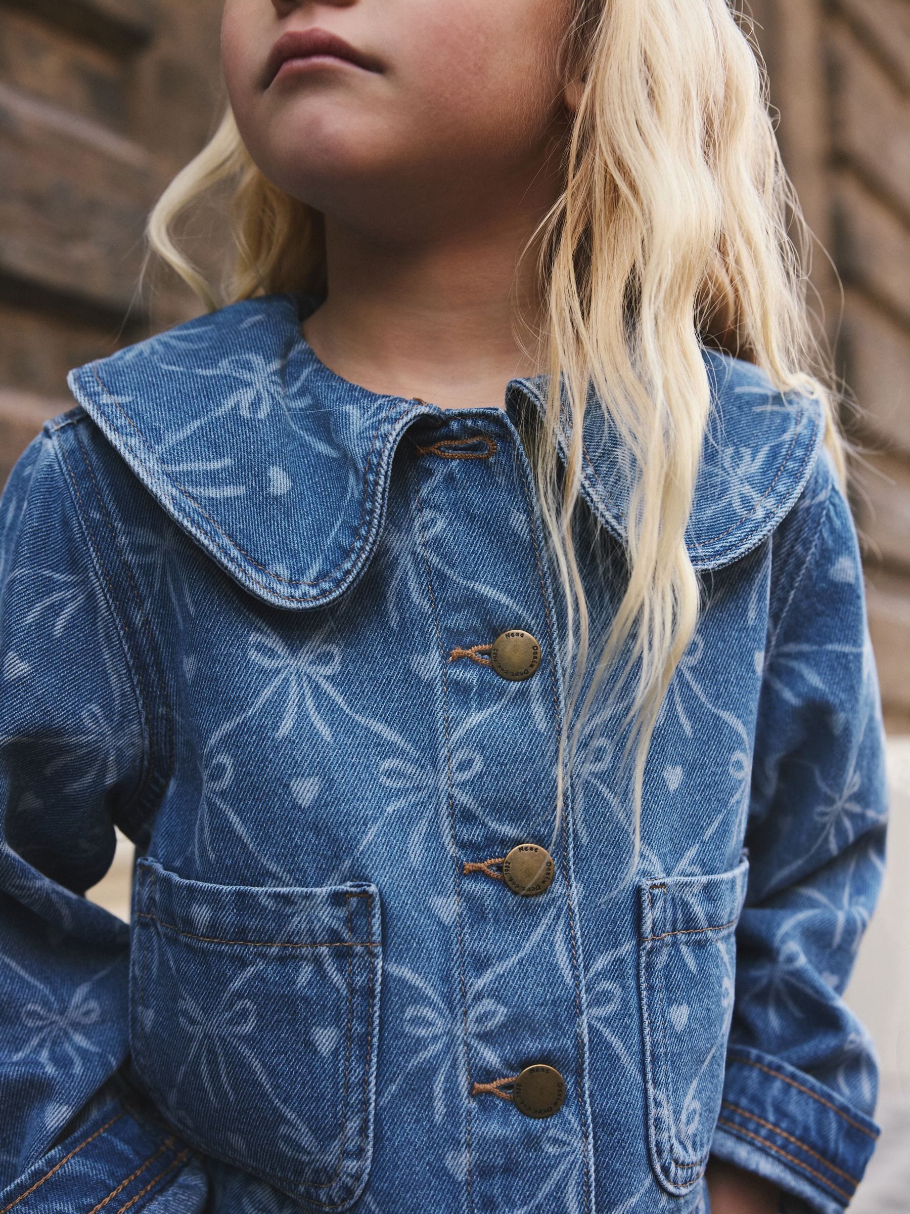 Buy Denim Mid Blue Bow Print Jacket (3-16yrs) from the Next UK
