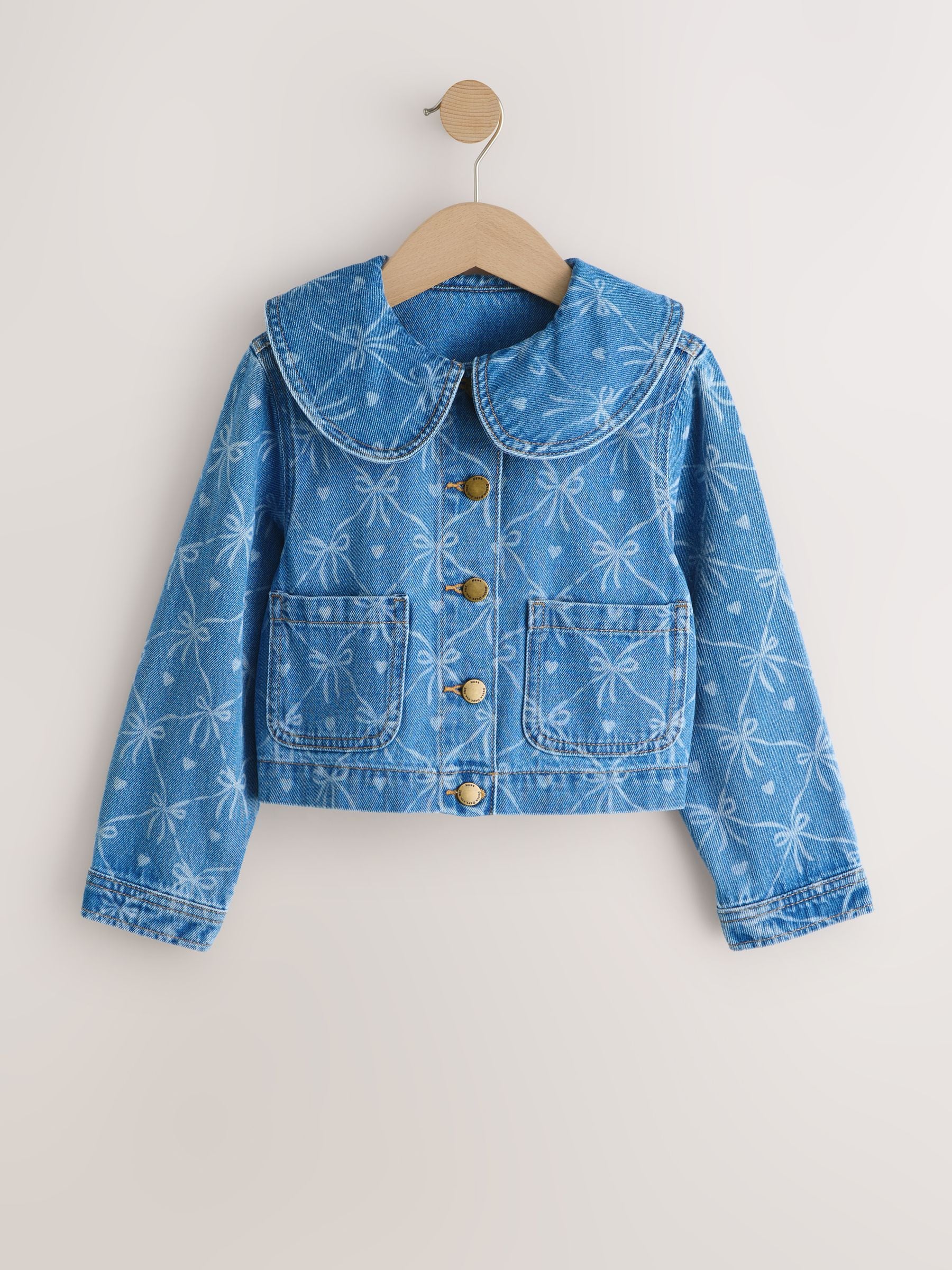 Buy Denim Mid Blue Bow Print Jacket (3-16yrs) from the Next UK