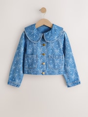 Denim - Mid Blue Bow Print Jacket (3-16yrs) - Imaginea 4 din 7