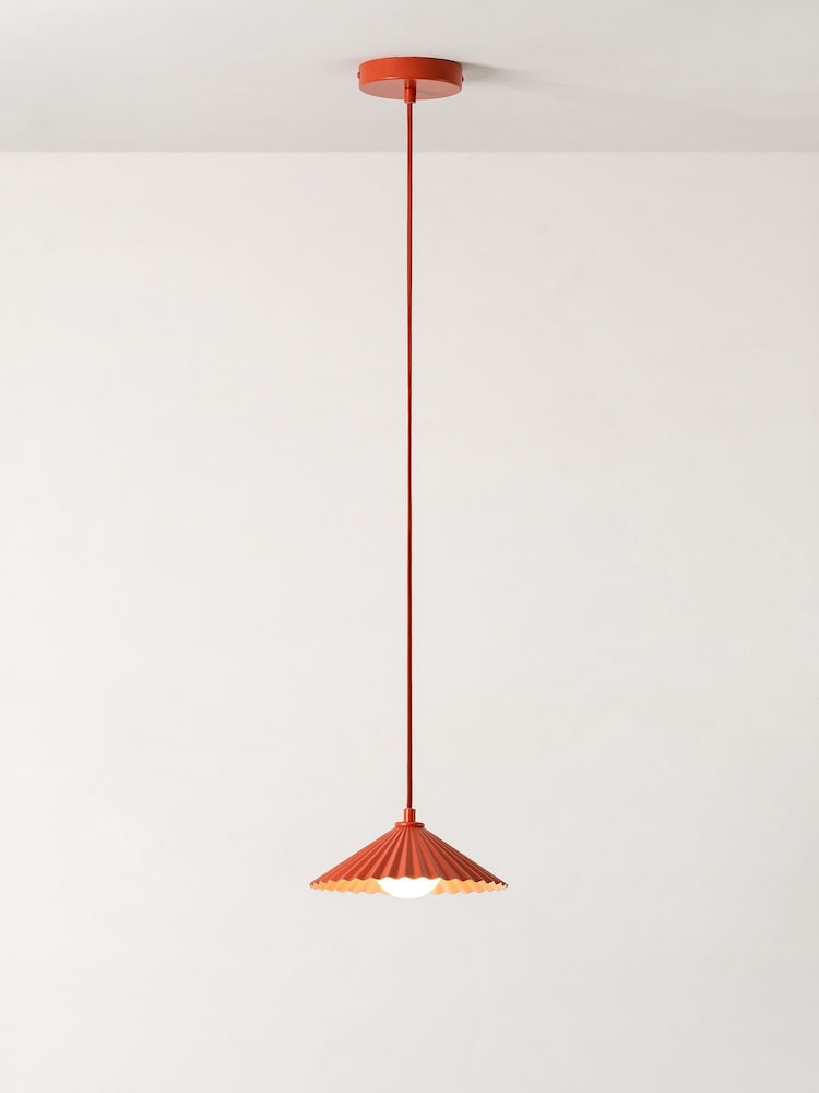 Houseof. Burnt Orange And Pale Pink The Mini Pleat Pendant Ceiling Pendant - Image 2 of 6 Houseof. Burnt Orange And Pale Pink The Mini Pleat Pendant Ceiling Pendant - Image 2 of 6