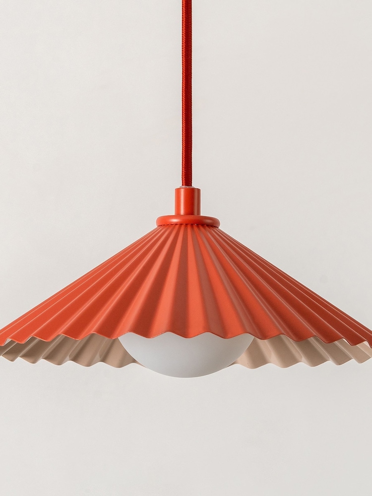 Houseof. Burnt Orange And Pale Pink The Mini Pleat Pendant Ceiling Pendant - Image 6 of 6 Houseof. Burnt Orange And Pale Pink The Mini Pleat Pendant Ceiling Pendant - Image 6 of 6